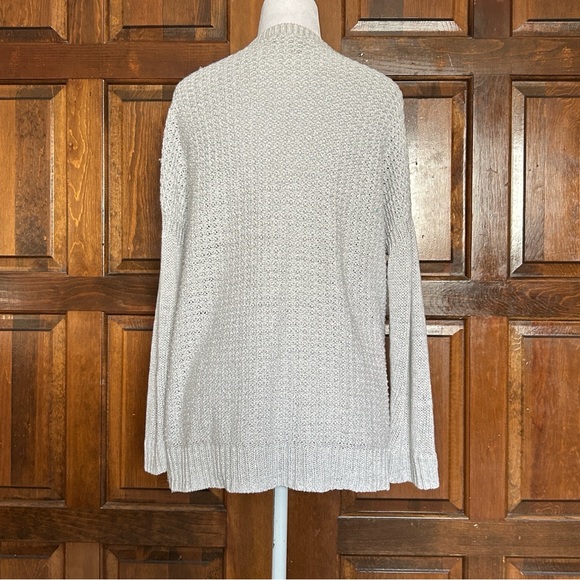 Banana Republic Women's Large Linen Blend V-Neck Knit Sweater Silver Tunic - Picture 2 of 9